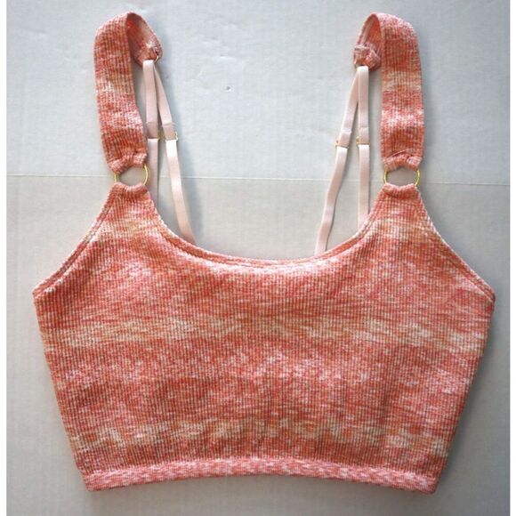 Aerie Women's Sz L Beach Peach Seamless Ring Longline Crop Top Bralette - Picture 1 of 16
